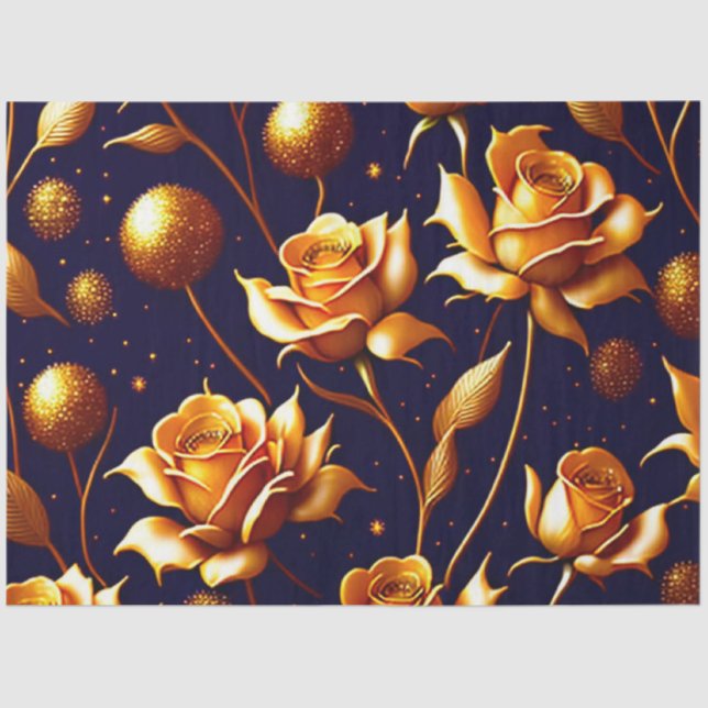 Papel De Seda Coleção Moderna do Luxury Dourado Boho Rosa (Frente )