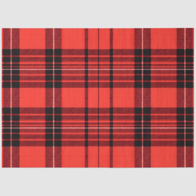 Papel De Seda Coleção Moderna Tradicional Vermelha Xadrez Tartan (Frente )