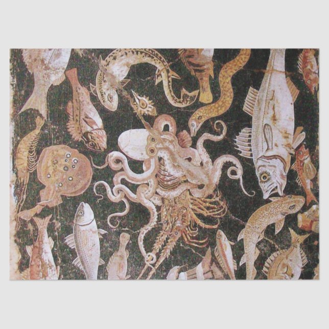 PAPEL DE SEDA COLEÇÃO POMPEII/OCEANO - CENA DA VIDA MARÍTIMA (Frente )