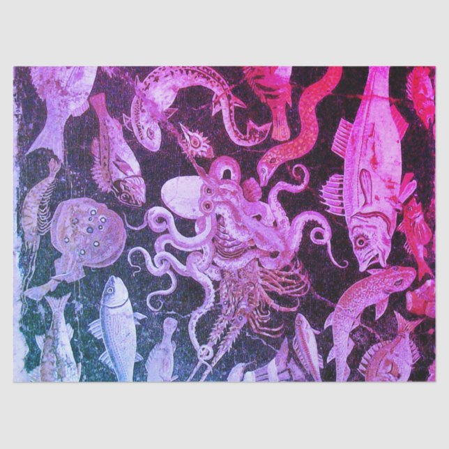 Papel De Seda COLEÇÃO POMPEII,VIDA MARÍTIMA Pink Blue Náutica (Frente )