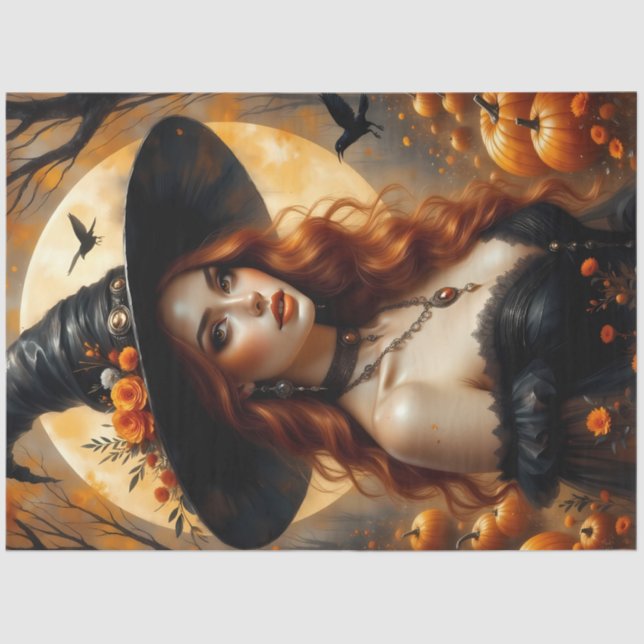 Papel De Seda Colheita de Bruxas da Lua com Bombas e Rosas de ou (Frente )