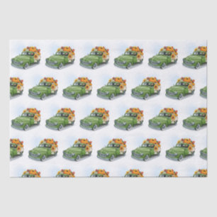 Papel De Seda Colheita de Queda num Caminhão Verde