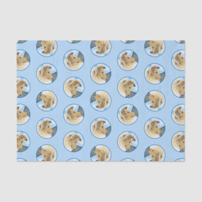 Papel De Seda Collie Painting Rough Sable Merle Original Dog Art (Frente )