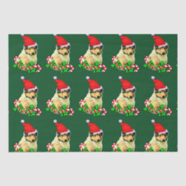 Papel De Seda Collie Puppy Santa Hat Natal