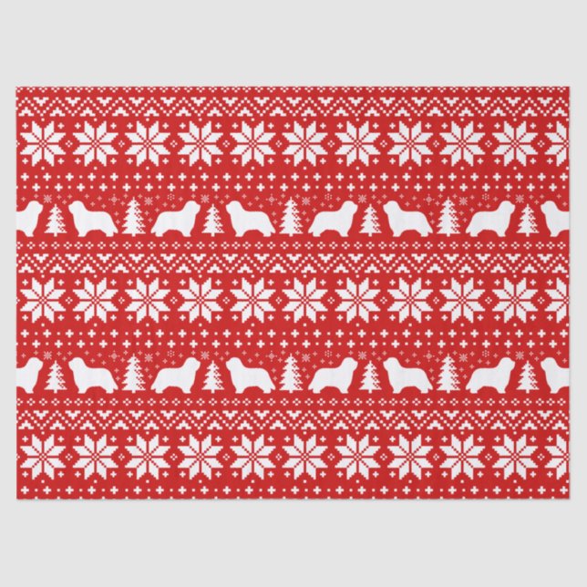 Papel De Seda Collie Silhouettes de Natal Vermelho (Frente )