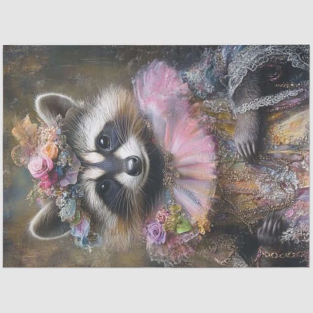 Papel De Seda Coloar Rufflado de Raccoon Whimsical (Frente )