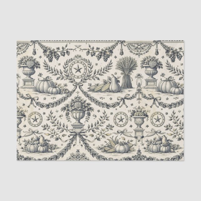 Papel De Seda Colonial Blue Harvest Toile (Frente )