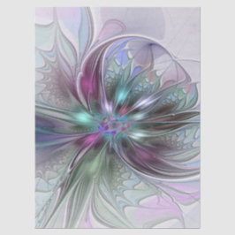 Papel De Seda Colorful Fantasy Abstract Modern Fractal Flower