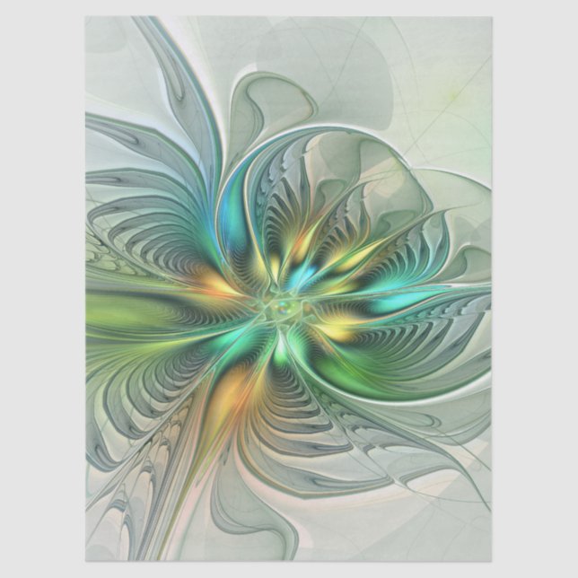 Papel De Seda Colorful Fantasy Modern Abstract Flower Fractal (Frente )