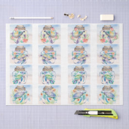 Papel De Seda Colorful Floral Sea Turtles in a Jar Decoupage 