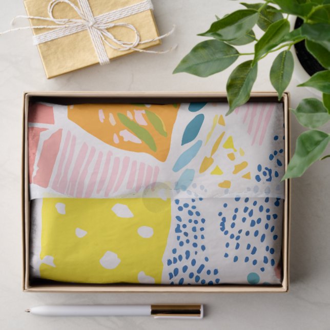 Papel De Seda Colorful Pastel Patchwork Preppy (Presente)