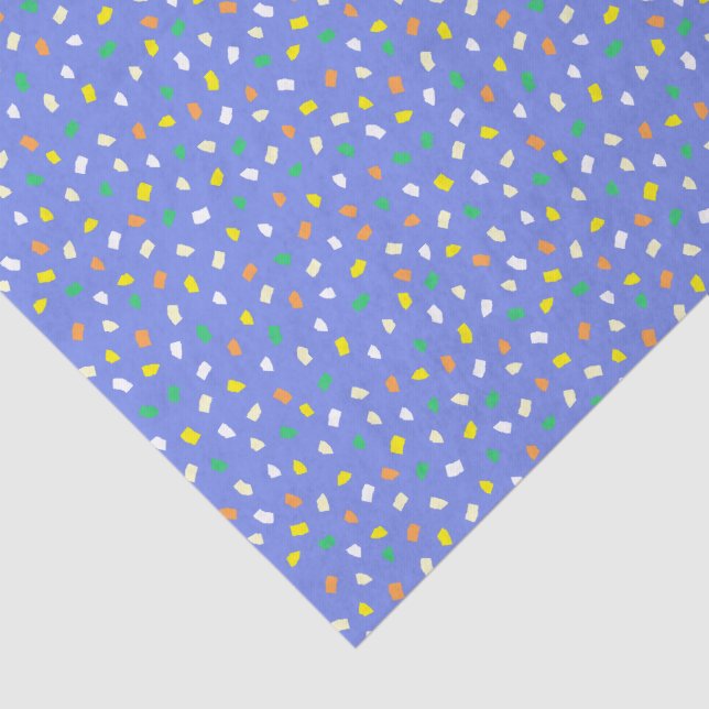Papel De Seda Colorful Terrazzo Confetti Pattern Dusty Blue (Detalhes)