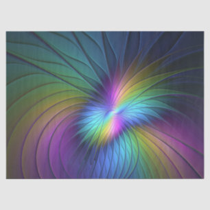 Papel De Seda Colorida Com Arte Fractal Abstrato Moderna Azul