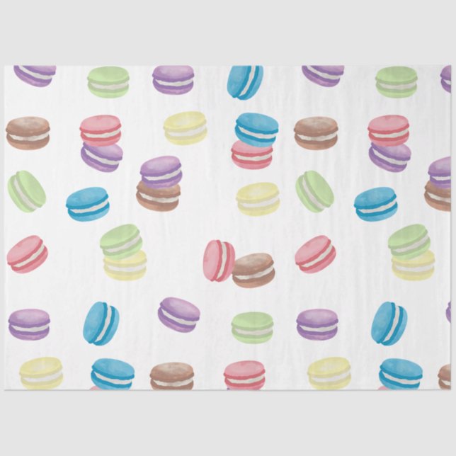 Papel De Seda Colorida Pastel Watercolor Macarons Franceses (Frente )