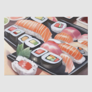 Papel De Seda Colorida Sushi no Púltimo Negro