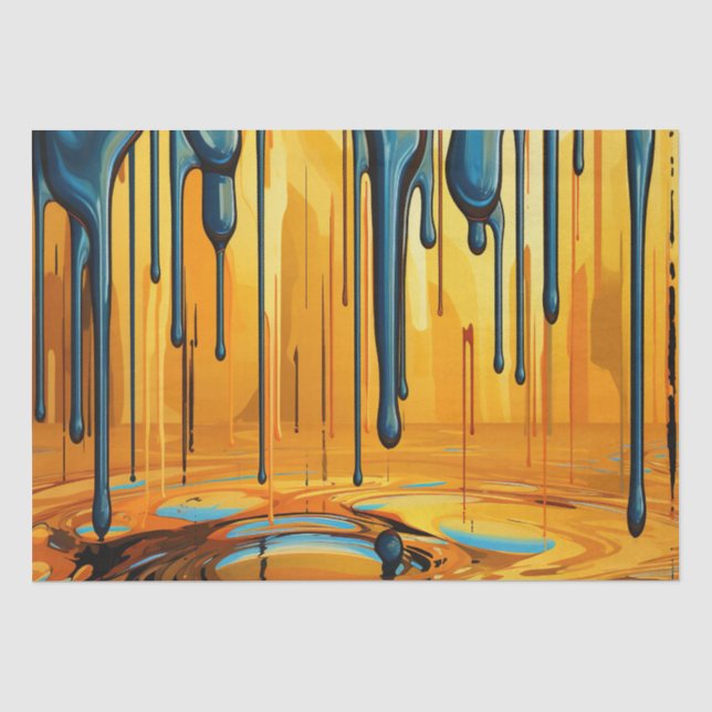 Papel De Seda Colorido Abstrato Paint Drips (31) (Frente )