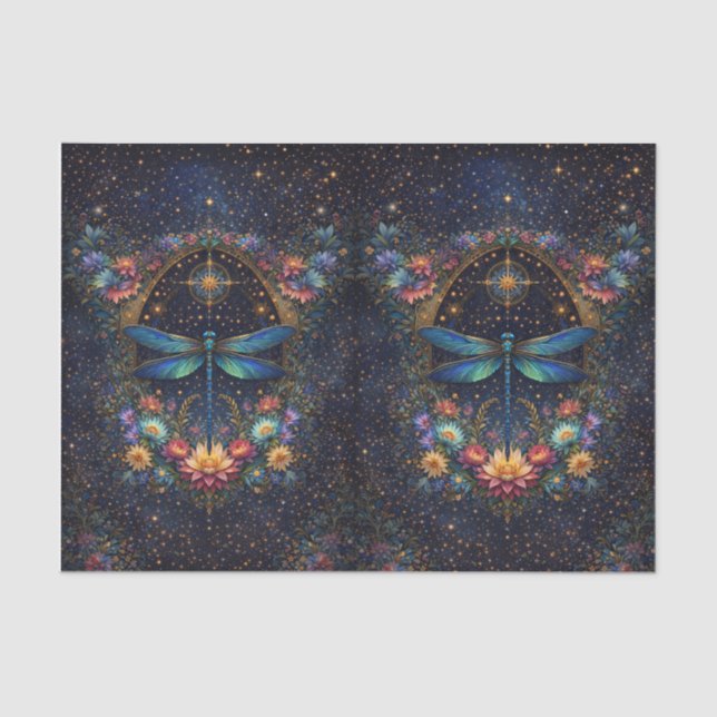 Papel De Seda Colorido Caprichoso Boho Libélula Decoupage (Frente )
