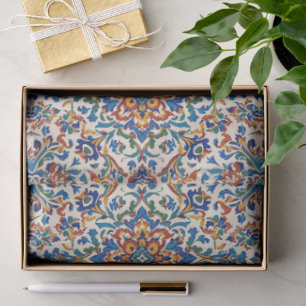 Papel De Seda Colorido Iznik Persa Turco Reprodução Pintada à Mã