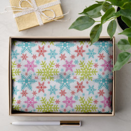 Papel De Seda Colorido Natal com Flocos de Neve Retro