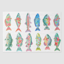 Colorido Peixe Floral em Aquarela Caprichoso