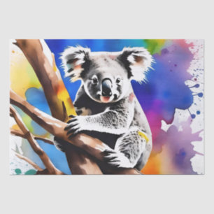 Papel De Seda Colorido Splash de Aquarela de Urso Koala,