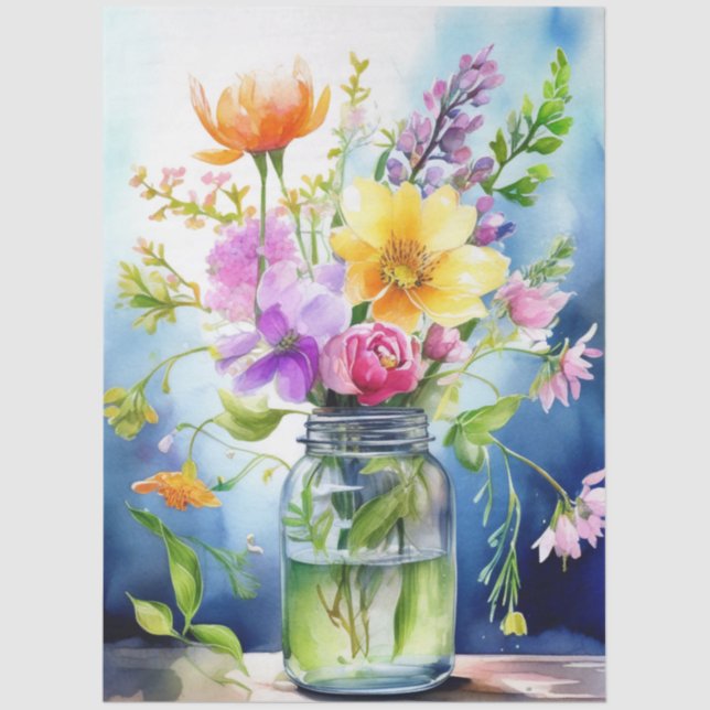 Papel De Seda Colourful Flower Tissue Paper (Frente )