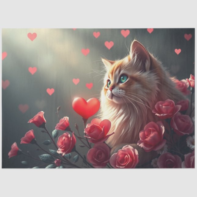 Papel De Seda Colourful Romantic Cats Tissue Paper (Frente )