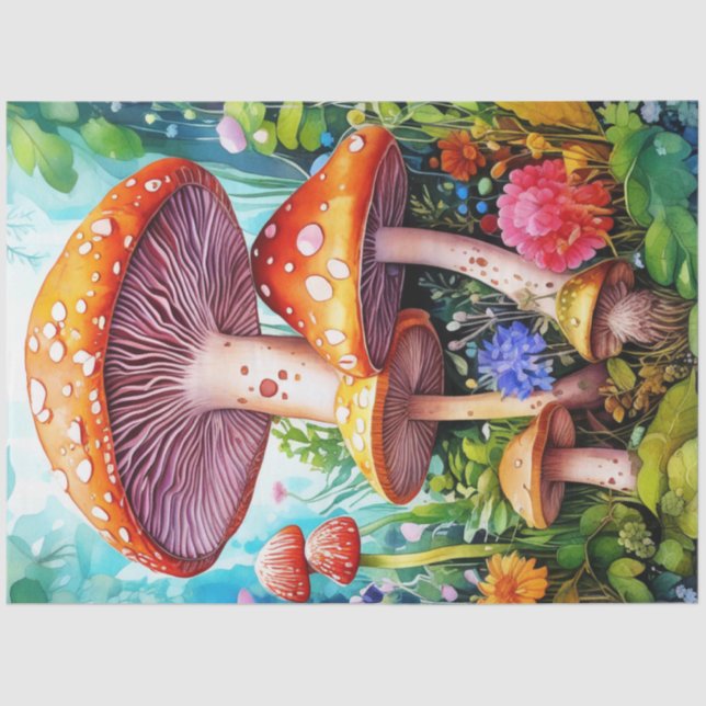 Papel De Seda Colourful Wild MushroomsTissue Paper (Frente )