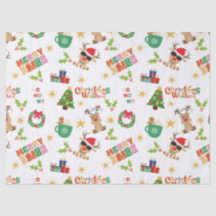 Papel de seda com design alegre de Natal para pres