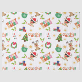 Papel de seda com design alegre de Natal para pres