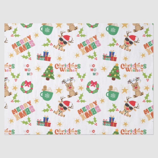 Papel de seda com design alegre de Natal para pres (Frente )