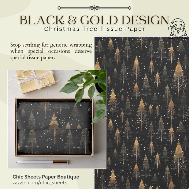 Papel de Seda com Design de Árvore de Natal Preto  (Criador carregado)