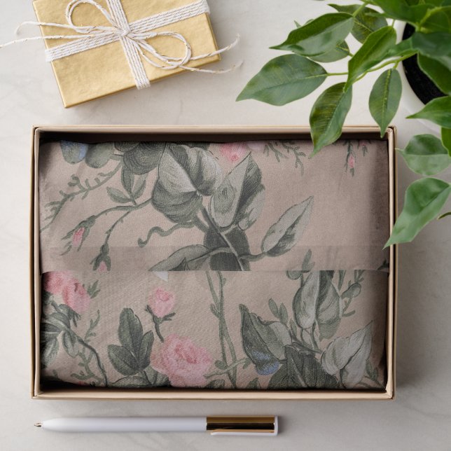 Papel de Seda com Estampa Floral Tradicional (Presente)