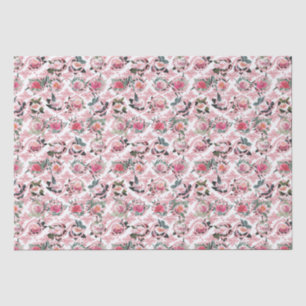 Papel de Seda com Filigrama Floral Rosa Real