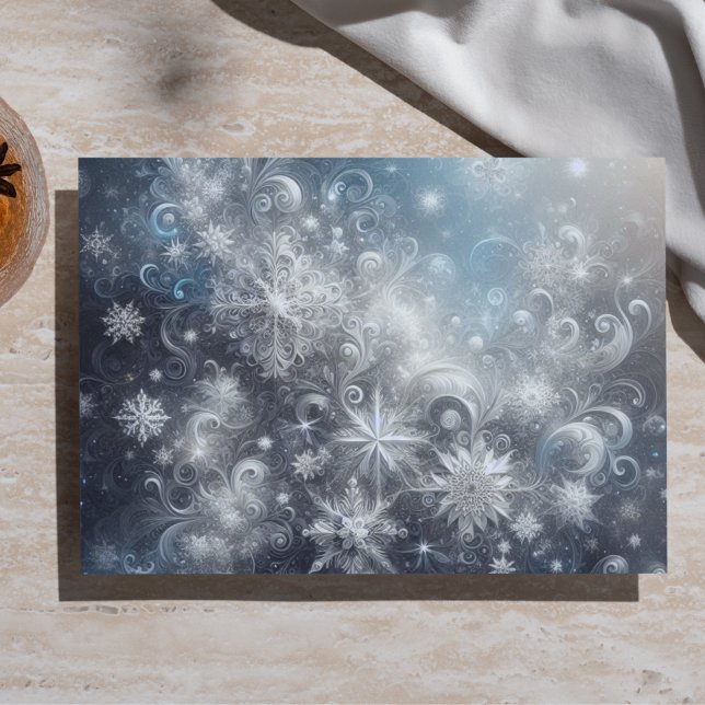 Papel de Seda com Flocos de Neve Prata e Azul (Criador carregado)