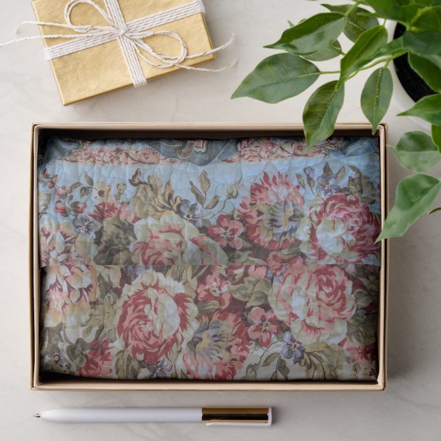 Papel de Seda com Foto de Colcha Floral (Presente)