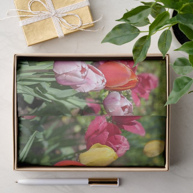 Papel de Seda com Foto de Tulipas (Presente)