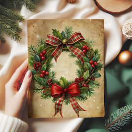 Papel de seda com grinalda de Natal encantadora em