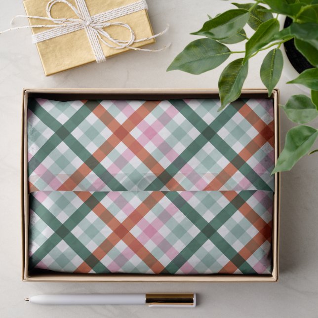 Papel de seda com padrão de gingão de Natal (Presente)