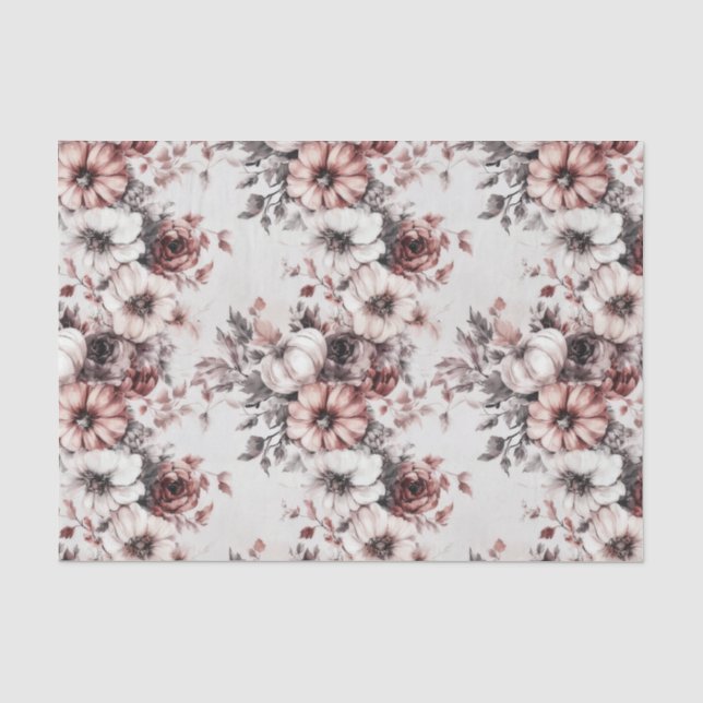 Papel de Seda com Padrão de Outono de Abóboras e F (Frente )