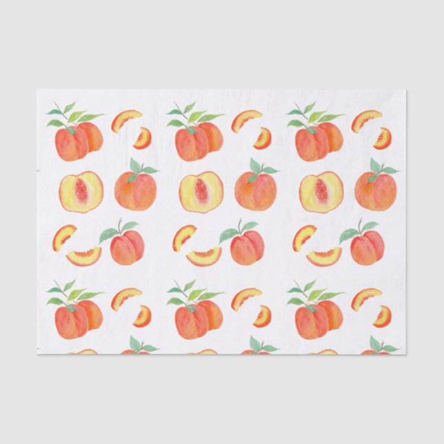 Papel de seda com padrão de pêssego em aquarela (Frente )