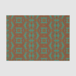 Papel de Seda com Padrão Verde Esmeralda e Laranja