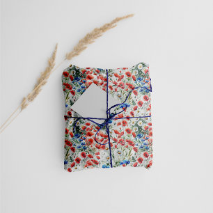 Papel de Seda com Papoula de Flor Silvestre em Aqu