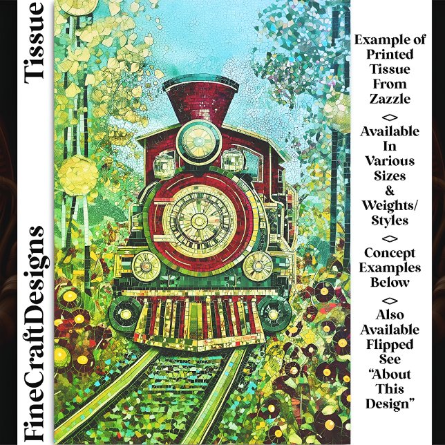 Papel De Seda Comboio a vapor Dourado vermelho, Azulejos de mosa (Criador carregado)