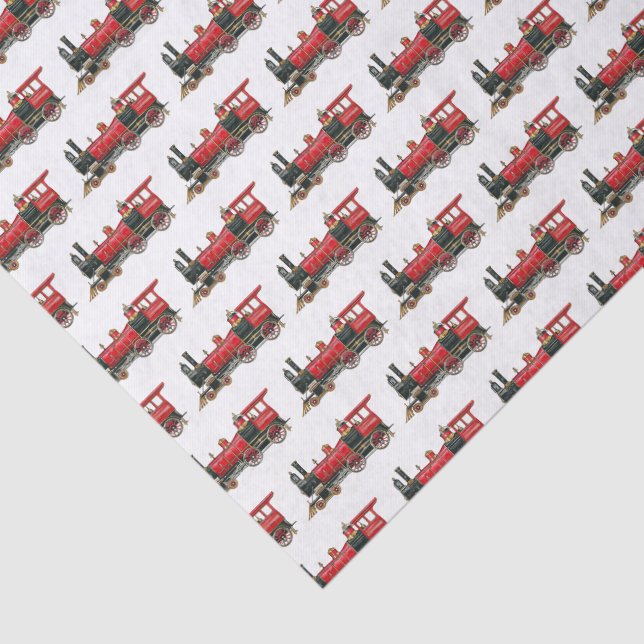 Papel De Seda Comboio a vapor vermelho (Detalhes)