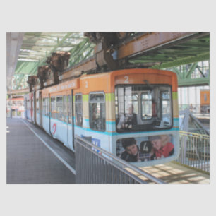 Papel De Seda Comboio Flutuante Wuppertal Azul Laranja
