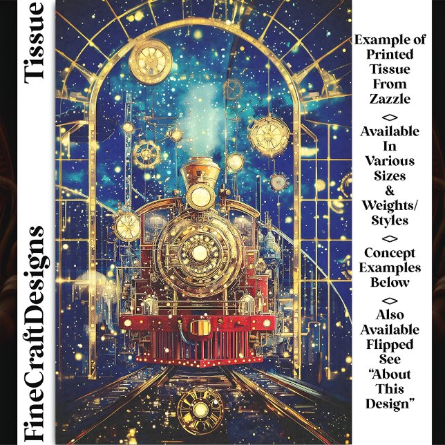 Papel De Seda Comboio Steampunk Vermelho, Loco, Dissociação Mosa (Criador carregado)