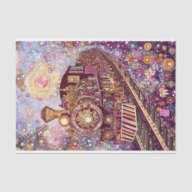 Papel De Seda Comboio Whimsical Steampunk, Decoupage Mosaico DH5 (Frente )