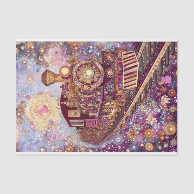 Papel De Seda Comboio Whimsical Steampunk, Dissociação Mosaica D (Frente )