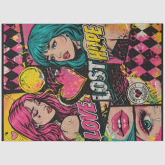 Papel De Seda Comic Pop Art Decoupage Paper Love Strength Hope 